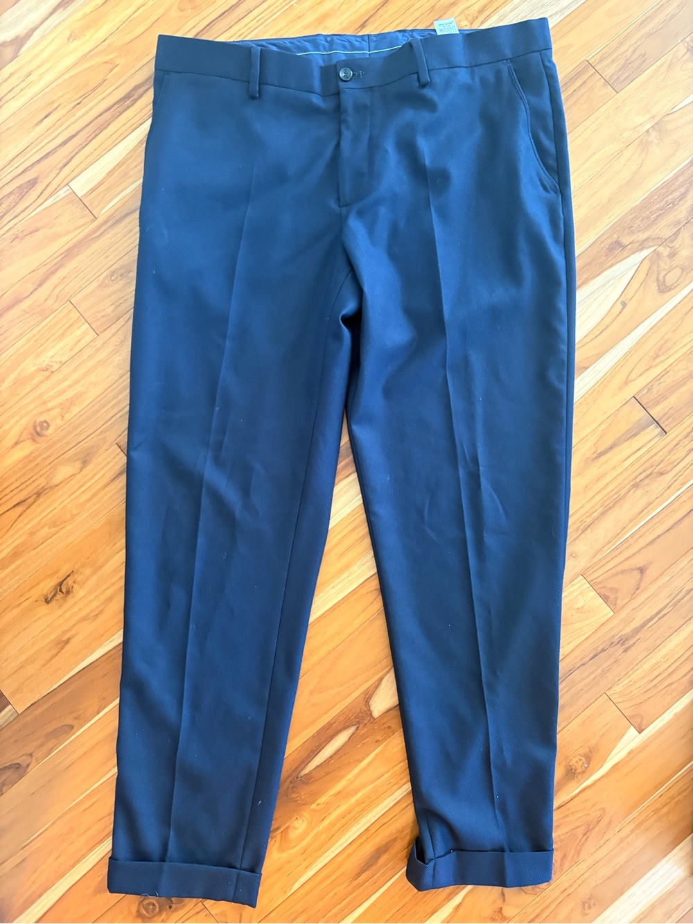Zara Men's Dark Blue Dress Pants - Tailored Cuffed Trousers